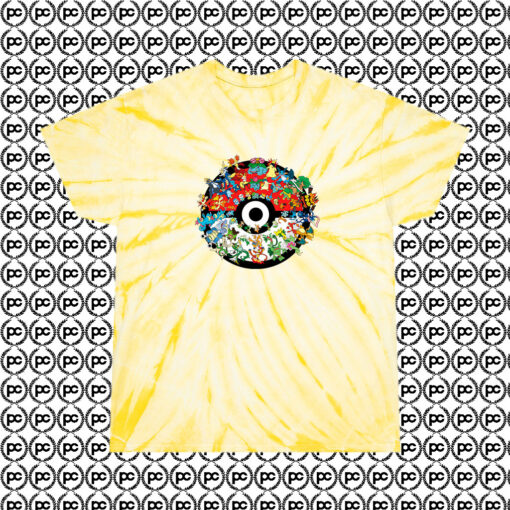 Pokemon Pokeball Collage Cyclone Tie Dye T Shirt Pale Yellow