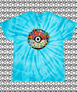 Pokemon Pokeball Collage Cyclone Tie Dye T Shirt Turquoise