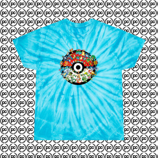 Pokemon Pokeball Collage Cyclone Tie Dye T Shirt Turquoise