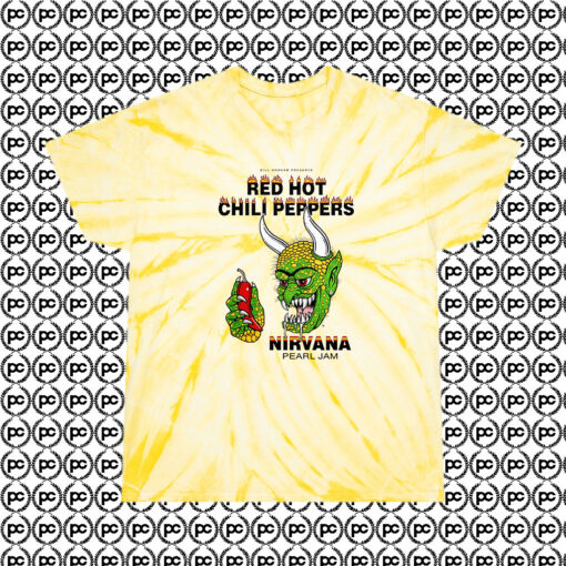 Red Hot Chili Peppers Nirvana Pearl Jam Cyclone Tie Dye T Shirt Pale Yellow