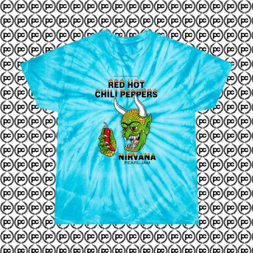 Red Hot Chili Peppers Nirvana Pearl Jam Cyclone Tie Dye T Shirt Turquoise