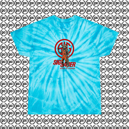 Rocket Racoon Sig Sauer Fictional Character Cyclone Tie Dye T Shirt Turquoise