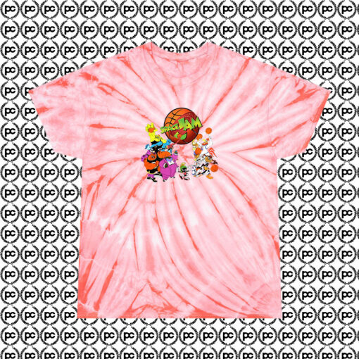 Space Jam Jump Ball Cyclone Tie Dye T Shirt Coral