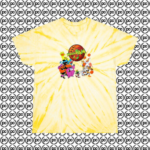 Space Jam Jump Ball Cyclone Tie Dye T Shirt Pale Yellow