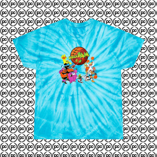 Space Jam Jump Ball Cyclone Tie Dye T Shirt Turquoise