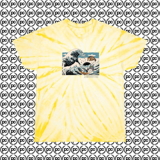 The Great Wave Off Totoro Cyclone Tie Dye T Shirt Pale Yellow