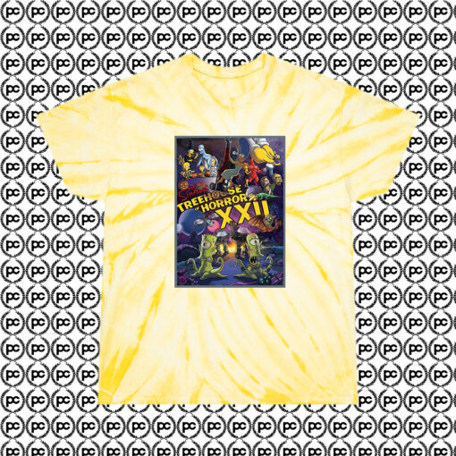 The Simpsons Treehouse of Horror Cyclone Tie Dye T Shirt Pale Yellow