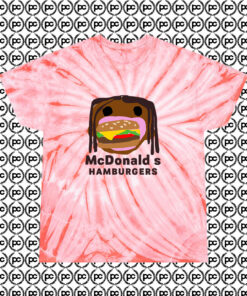 Travis Scott McDonalds Parody Hamburgers Cyclone Tie Dye T Shirt Coral