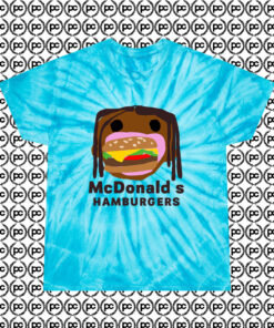 Travis Scott McDonalds Parody Hamburgers Cyclone Tie Dye T Shirt Turquoise