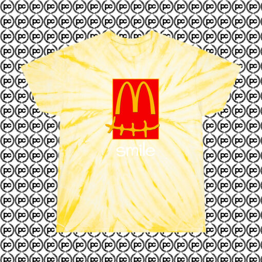 Travis Scott Mcdonalds Smile Cyclone Tie Dye T Shirt Pale Yellow