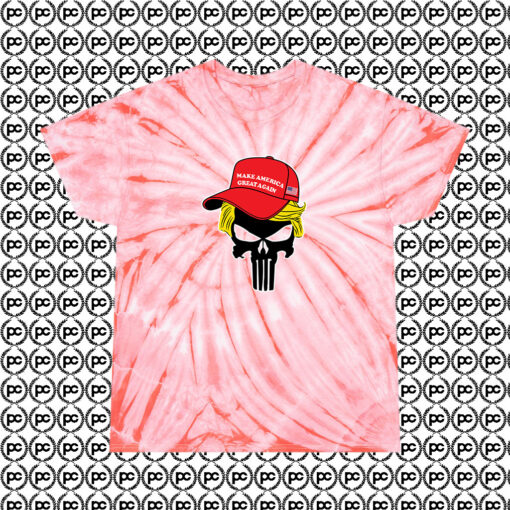 Trump Skull Make America Great Again Cyclone Tie Dye T Shirt Coral