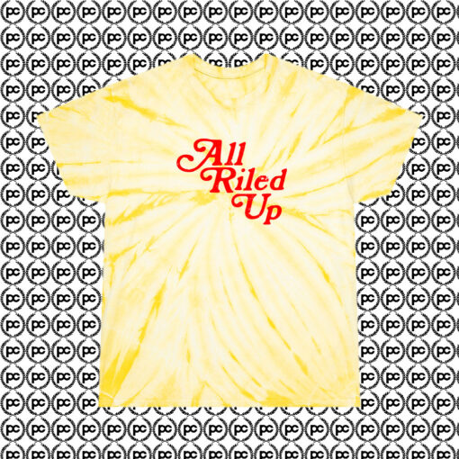 Vintage All Riled Up Quote Summer Cyclone Tie Dye T Shirt Pale Yellow