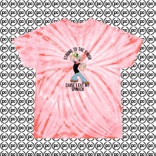 Vintage Popeye Cause I Eat Spinach Cyclone Tie Dye T Shirt Coral