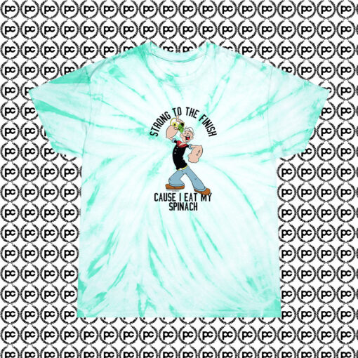 Vintage Popeye Cause I Eat Spinach Cyclone Tie Dye T Shirt Mint