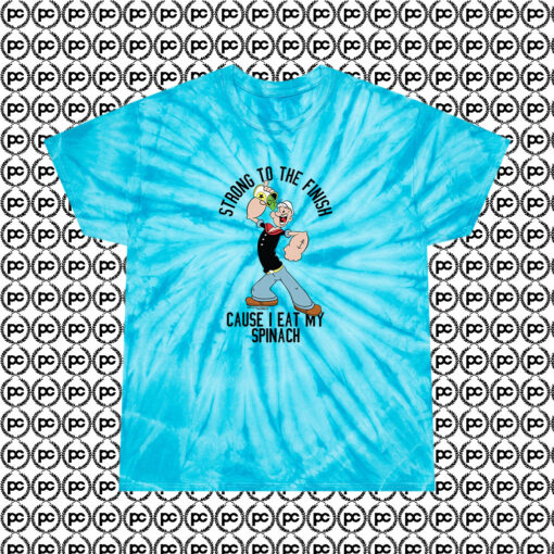 Vintage Popeye Cause I Eat Spinach Cyclone Tie Dye T Shirt Turquoise