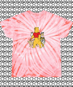 Winnie The Pooh Bear And Friends Animals Cyclone Tie Dye T Shirt Coral