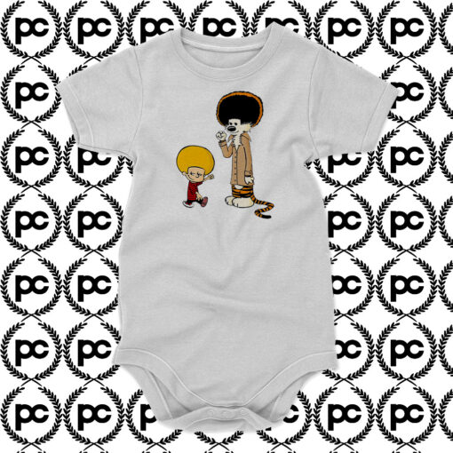 Afro Calvin and Hobbes Baby Onesie