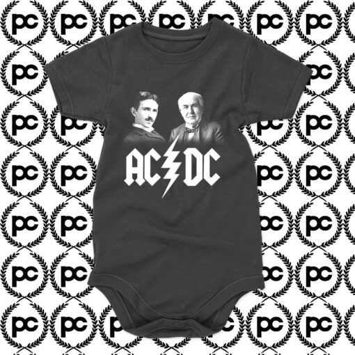 AC DC Tesla Edison Baby Onesie