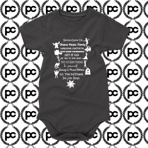 Disney Quote Never Grow Up Baby Onesie