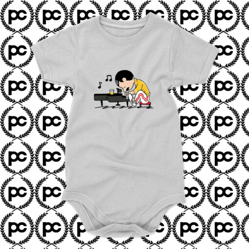 Freddie Mercury Playing Piano Queenuts Baby Onesie