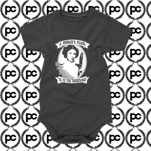 Princess Leia Woman Place is in the Resistance Baby Onesie