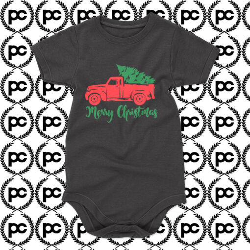 Sell Red truck with Christmas tree Baby Onesie