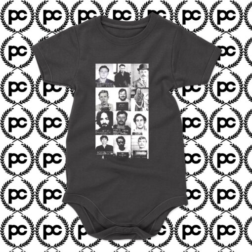 Serial Killers Manson Dahmer Gacy Mugshot Baby Onesie