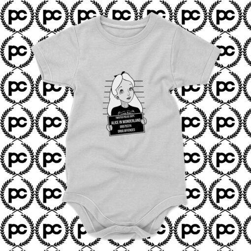 alice in wonderland Mugshot Baby Onesie