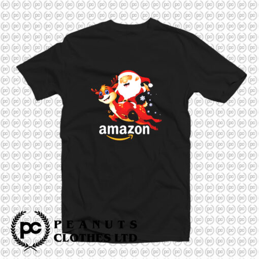 Amazon Santa Claus Riding Reindeer Christmas T Shirt