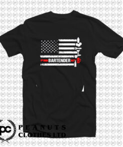 American Flag Cocktail Shaker Bartender T Shirt