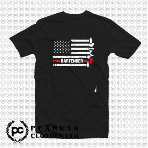 American Flag Cocktail Shaker Bartender T Shirt