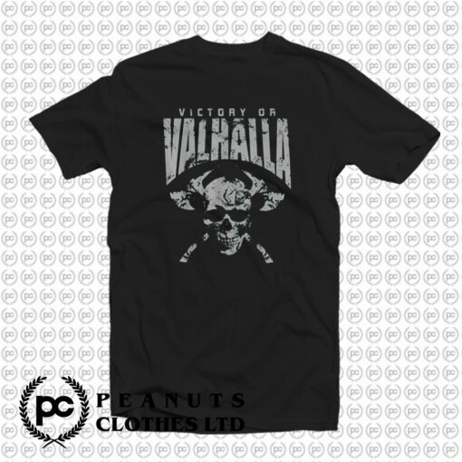 Black Victory or Valhalla Skull and Viking T Shirt