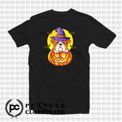 Bulldog Witch Pumpkin Halloween T Shirt