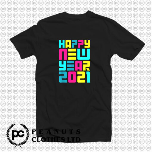 Colorful Futuristic Happy New Year T Shirt