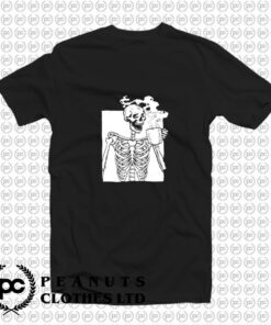 Funny Drinking Coffee Skeleton T Shirt