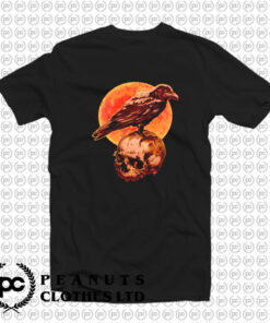 Halloween Cool Raven Crow Skull And Moon T Shirt