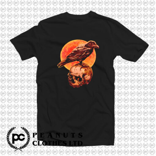 Halloween Cool Raven Crow Skull And Moon T Shirt