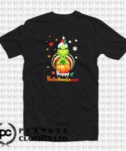 Happy HalloThanksMas The Grinch Pumpkin Halloween Thanksgiving Christmas T Shirt