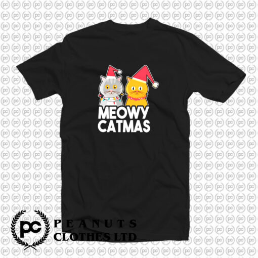 Meowy Catmas Funny Christmas Cat T Shirt