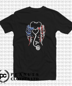 Nurse Wings American Flag T Shirt