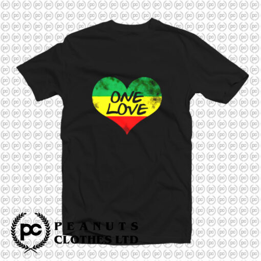 Rastafari One Love Vintage Jamaican Heart T Shirt