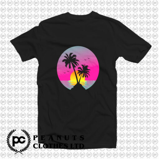 Retro 80s Aesthetic Sunset In A Circle T Shirt