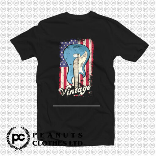 merican Flag Vintage Guitars T Shirt