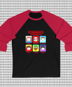 8 Bit Characters Stranger Things Raglan Tee