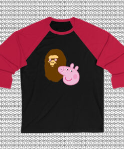 A Bathing Ape Bape Head X Peppa Pig Parody Raglan Tee