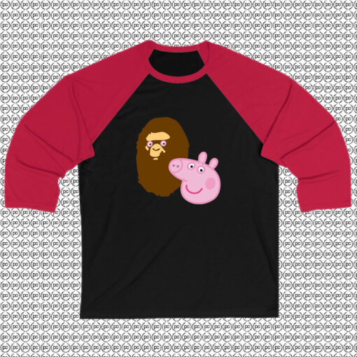 A Bathing Ape Bape Head X Peppa Pig Parody Raglan Tee