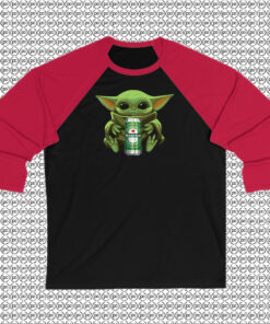 Baby Yoda Hug Heineken Beer Raglan Tee