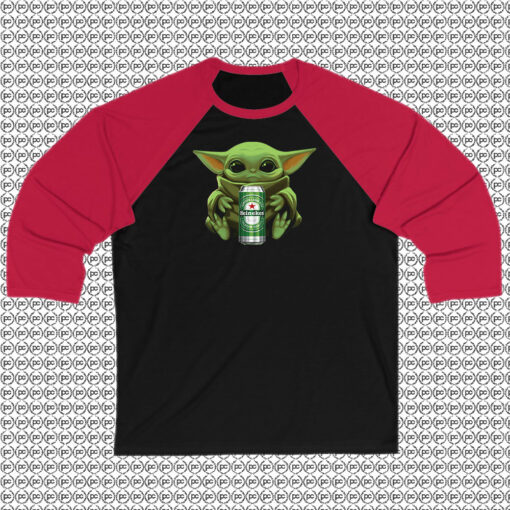 Baby Yoda Hug Heineken Beer Raglan Tee