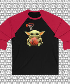 Baby Yoda Playing Basketball T Shirt Raglan Tee