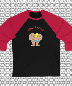 Bart Simpson Crack Kills Simpsons Raglan Tee